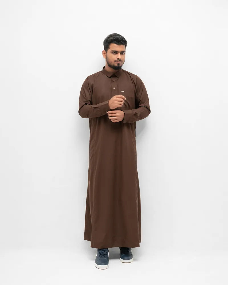 Arabian Platinum Thobe | Caramel Brown - XL image