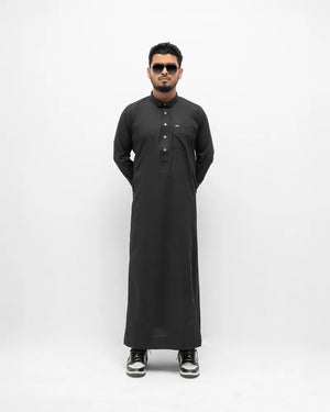 Arabian Platinum Thobe | Jade Black