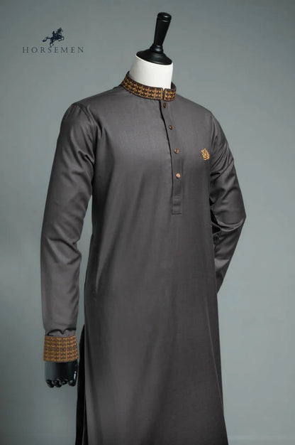 Horsemen Panjabi-Tropical Suiting Twill Fabric - Taupe Brown - XL image