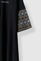Noir Textured Kimono Open Abaya image 1