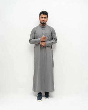Arabian Platinum Thobe | Smoke Gray