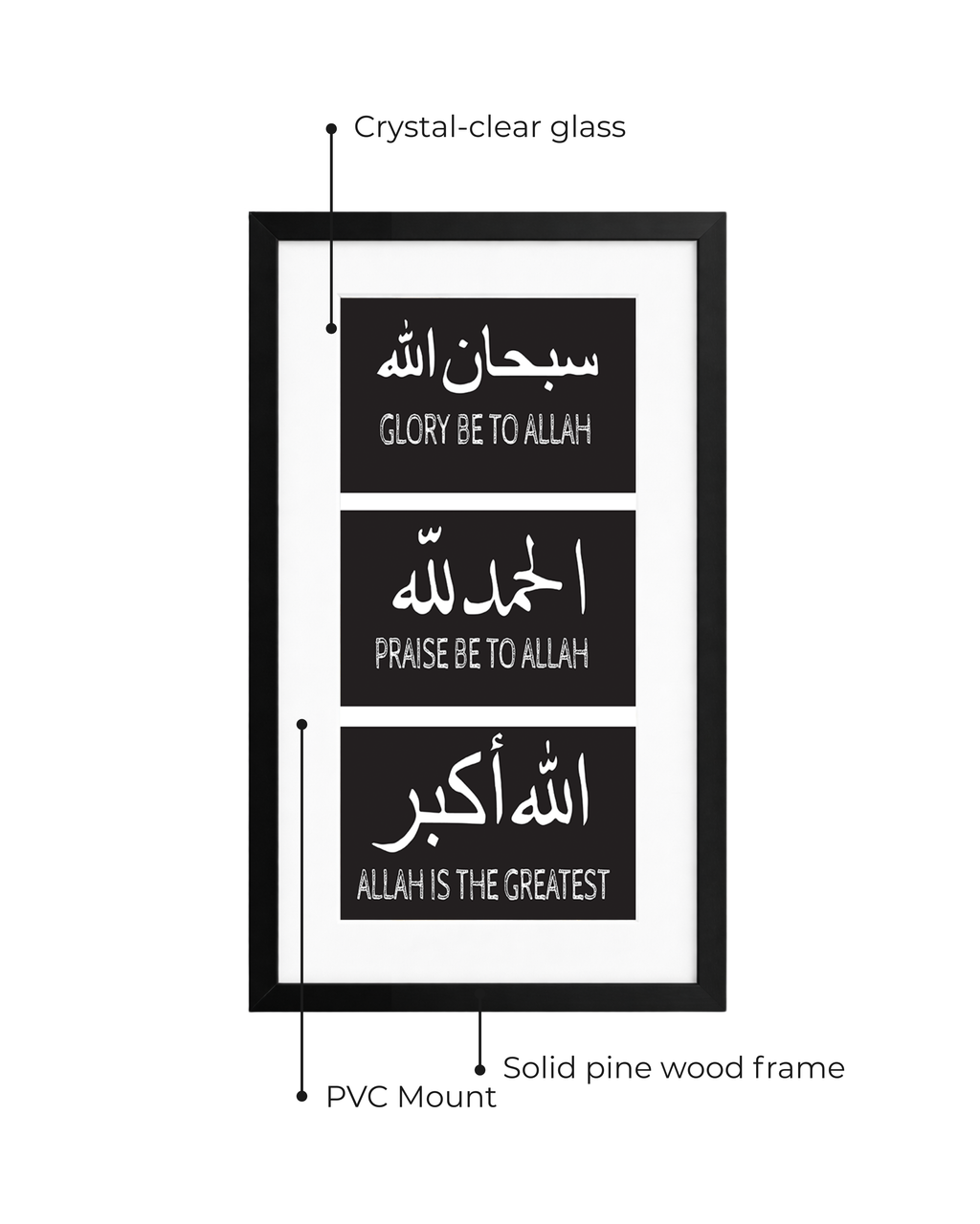Zikr Minimal Glass Frame (English Meaning)