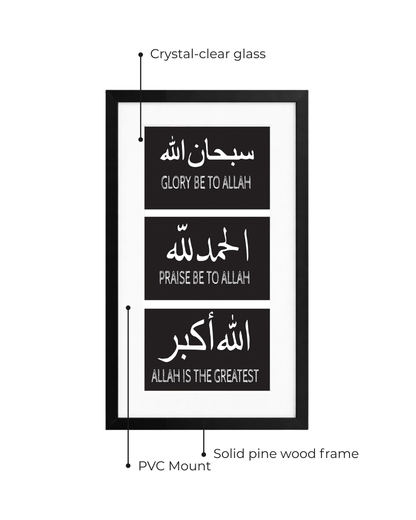Zikr Minimal Glass Frame (English Meaning)