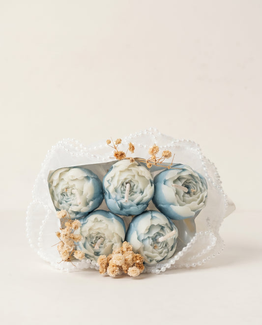 Blue Core Peony Candle Bouquet