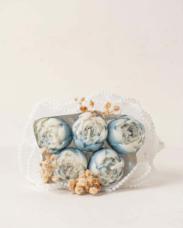 Blue Core Peony Candle Bouquet