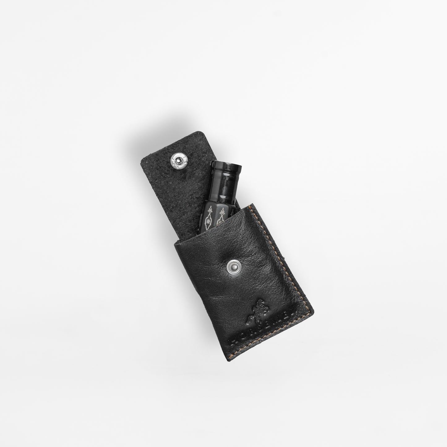Leather Cover for Attar Bottle - Black