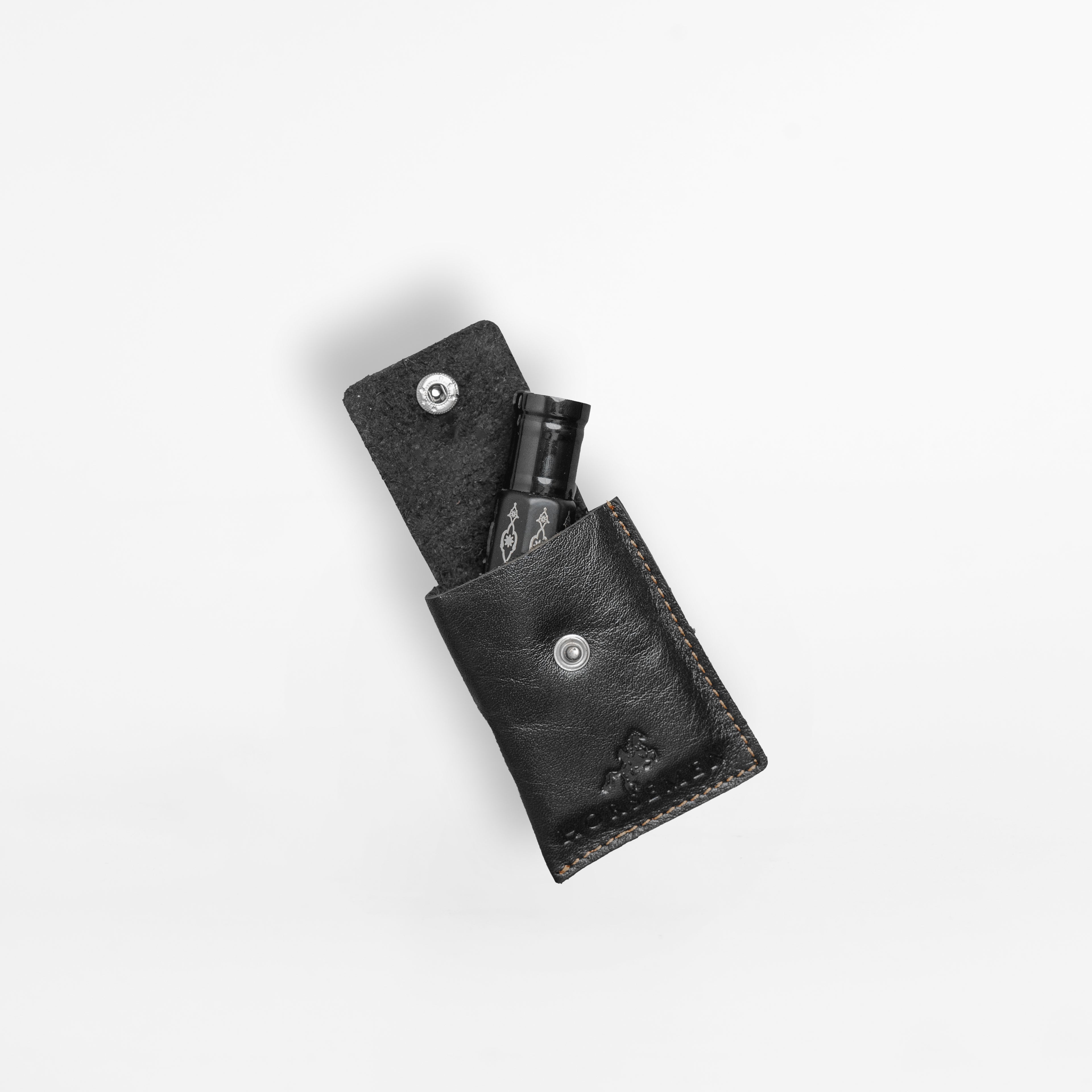 Leather Cover for Attar Bottle - Black