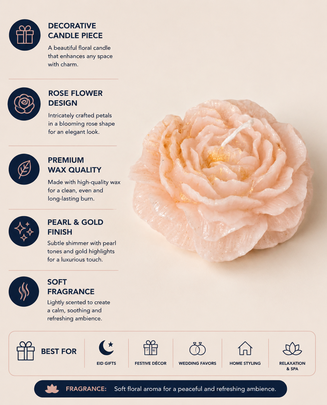 Decorated Peony Candle