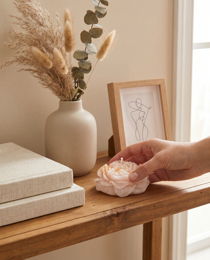 Decorated Peony Candle