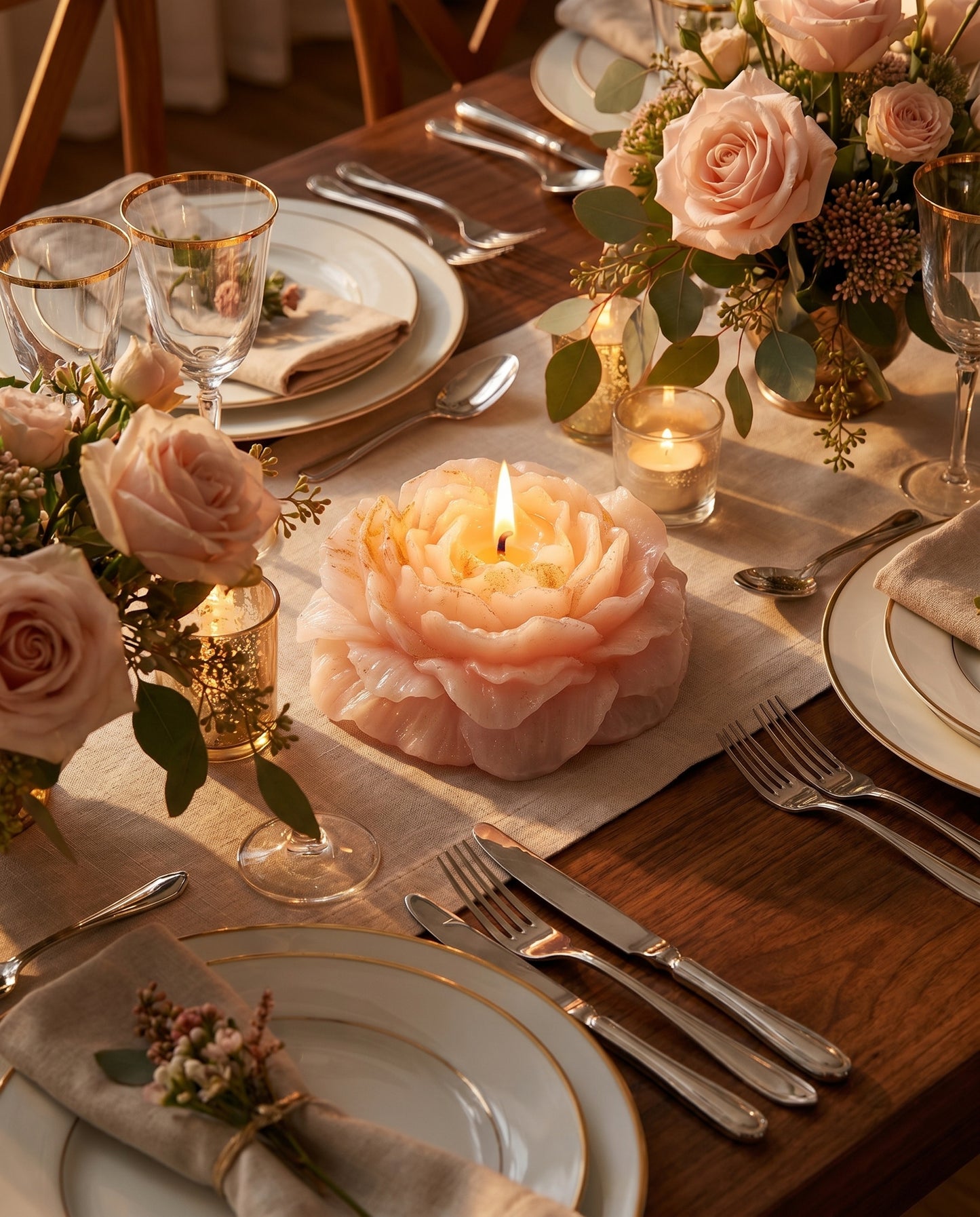 Decorated Peony Candle