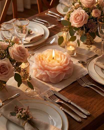 Decorated Peony Candle