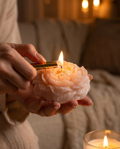 Decorated Peony Candle
