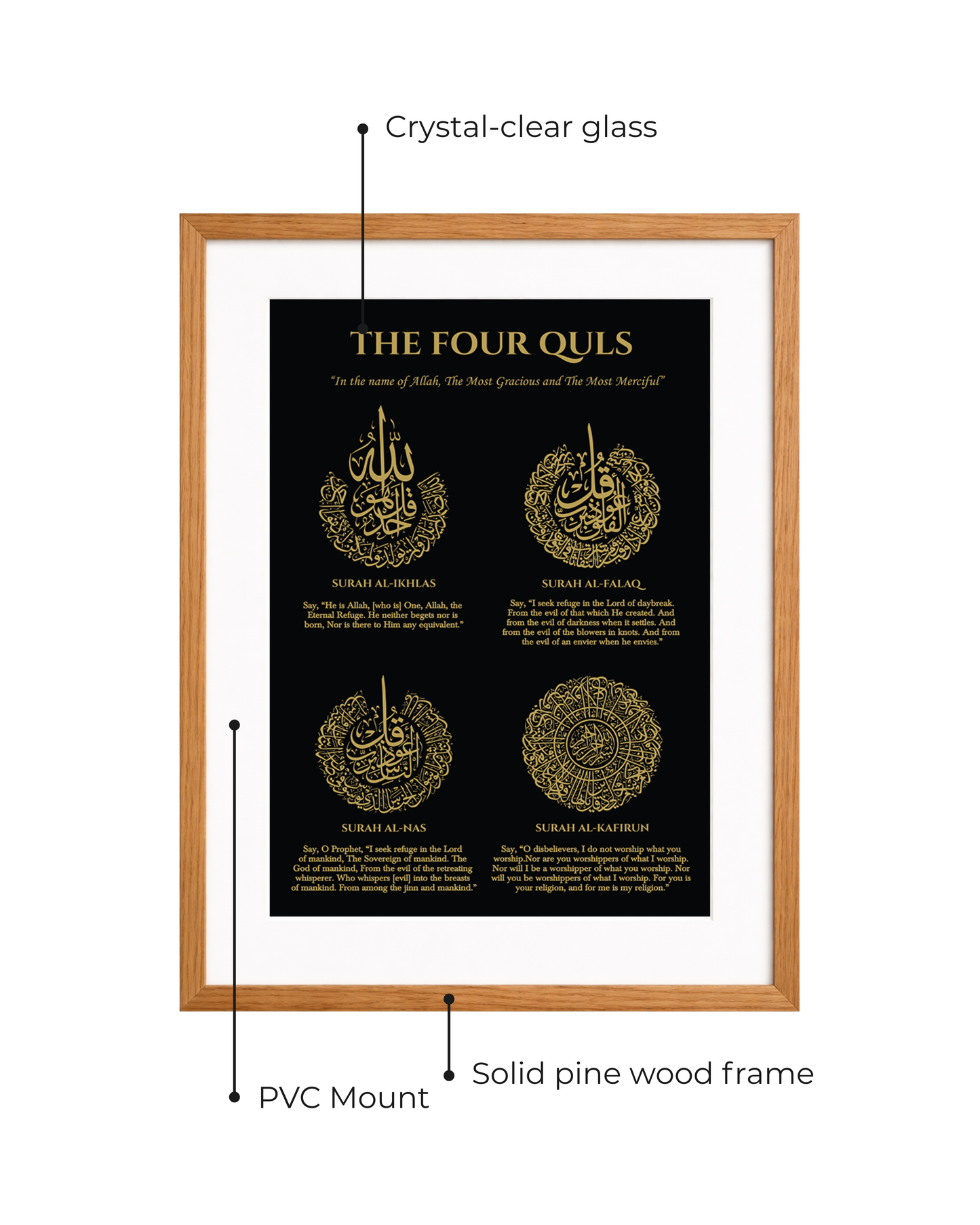 Four Quls Gold Foiled Wooden Frame