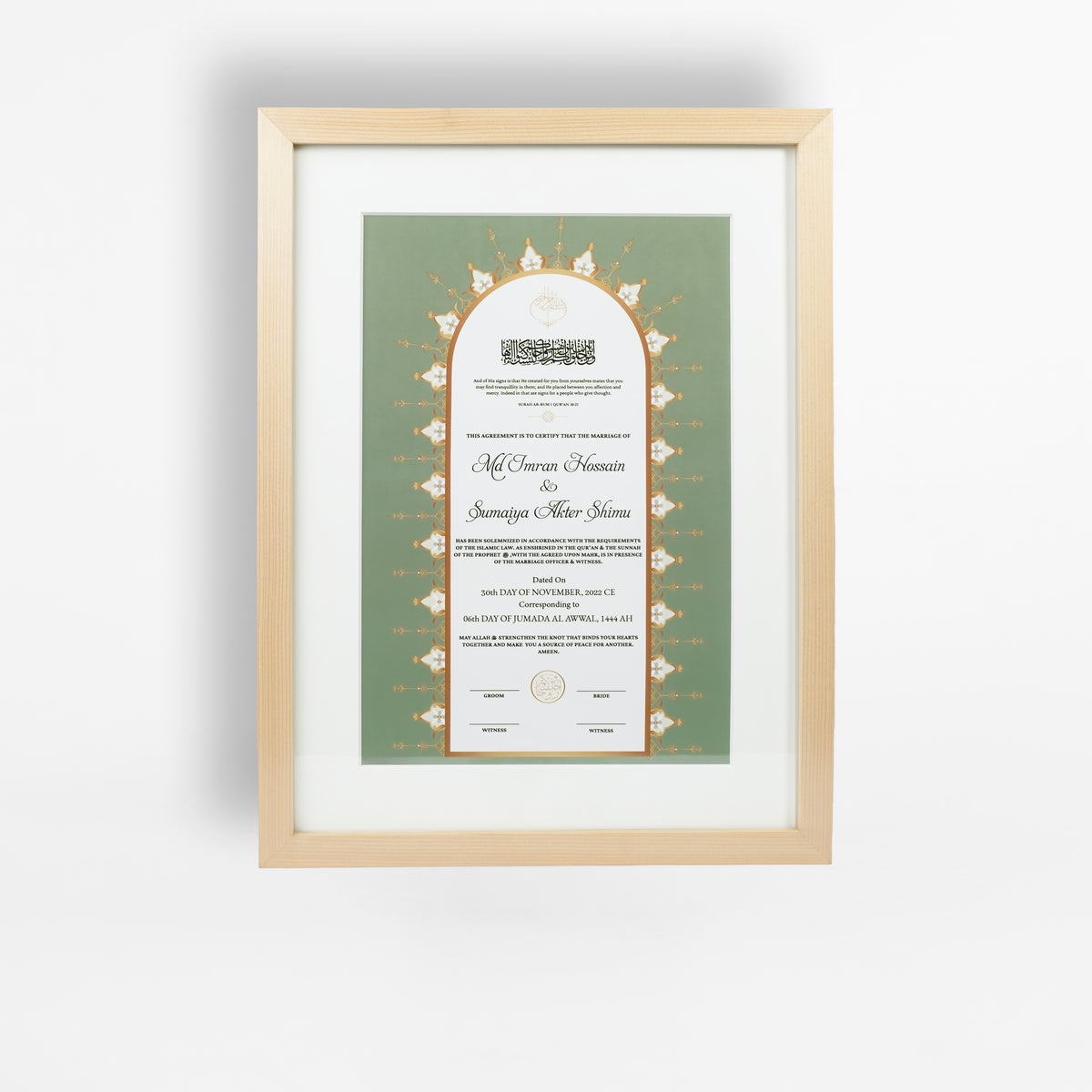 Nikah Nama 16 Frame