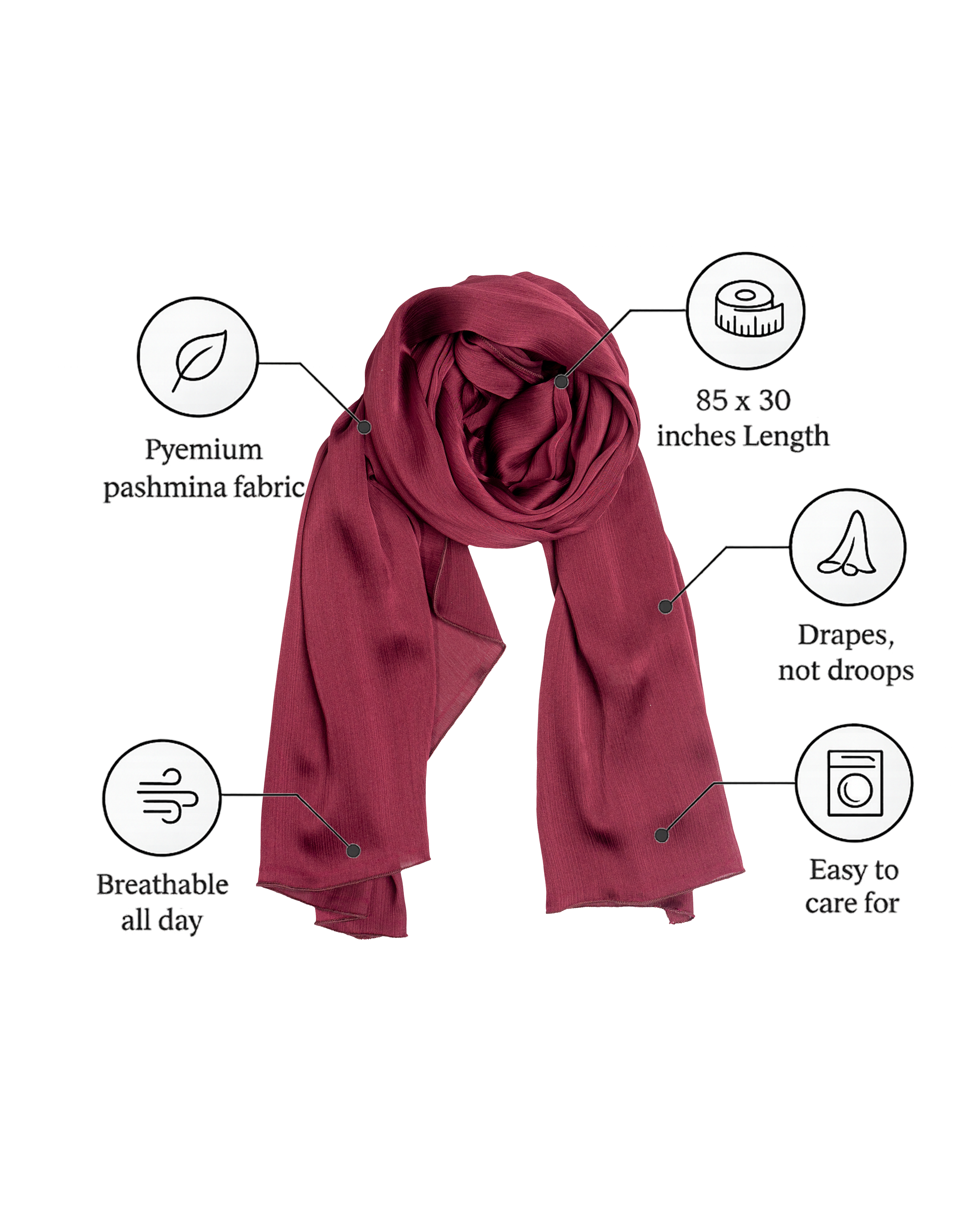 Pashmina Hijab Dark Maroon (PDM)