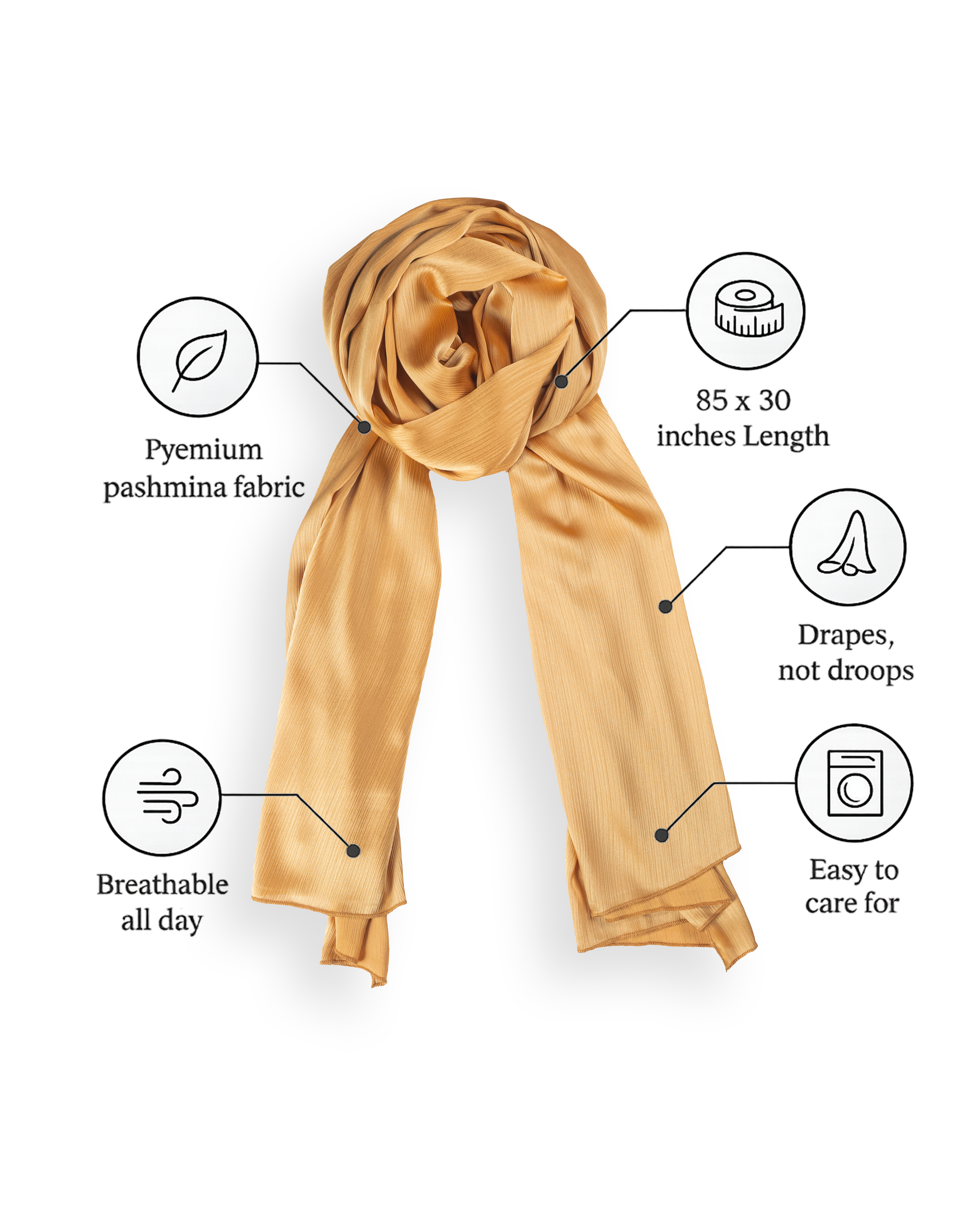 Pashmina Hijab Metallic Golden (PMG)
