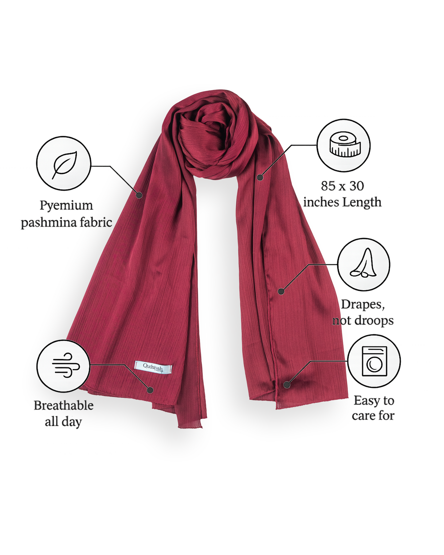 Pashmina Hijab Royal Maroon (PRM)