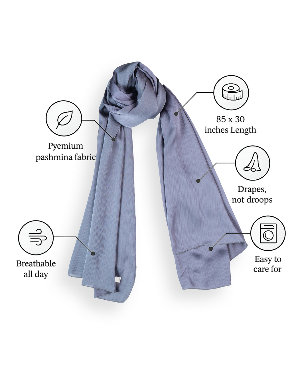 Pashmina Hijab Slate Gray (PSG)