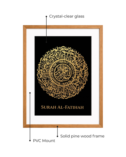 Surah Al Fatihah Gold Foiled Wooden Frame Black