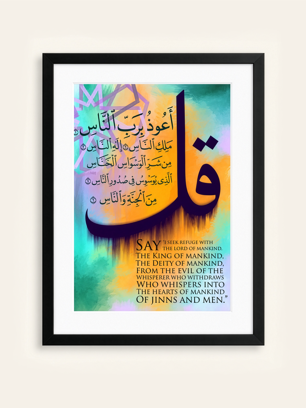 Surah Naas Arabic+English Frame
