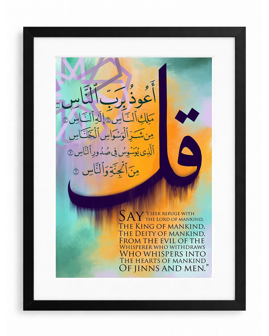 Surah Naas Arabic+English Frame