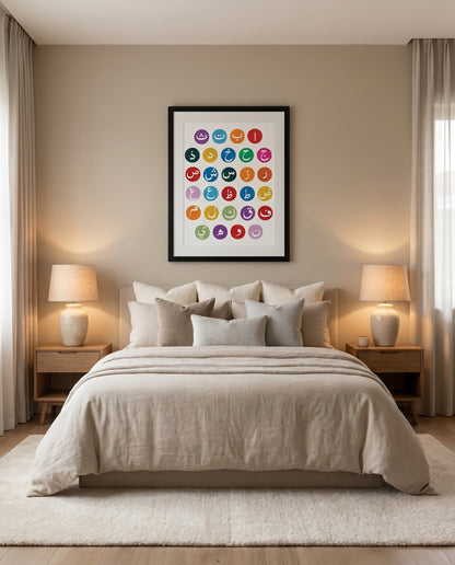 Arabic Alphabets Frame Natural Wood