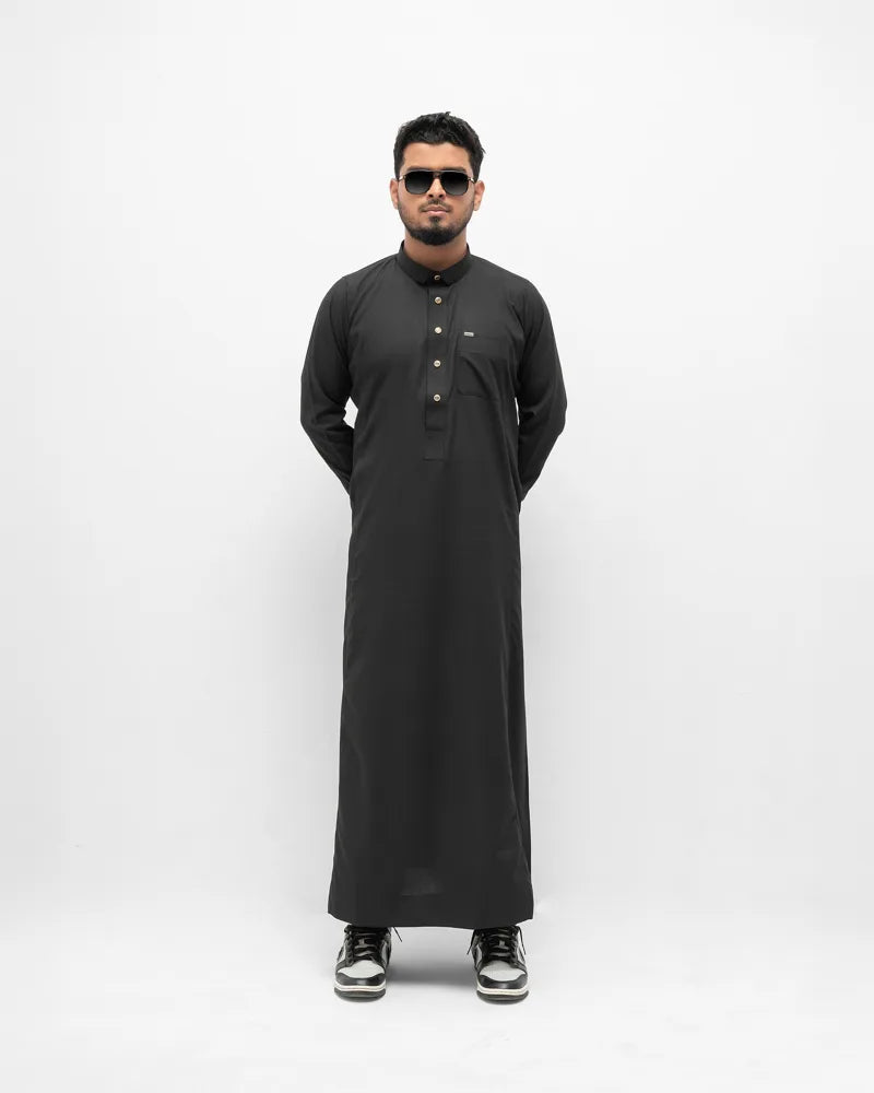 Arabian Platinum Thobe | Jade Black - M image