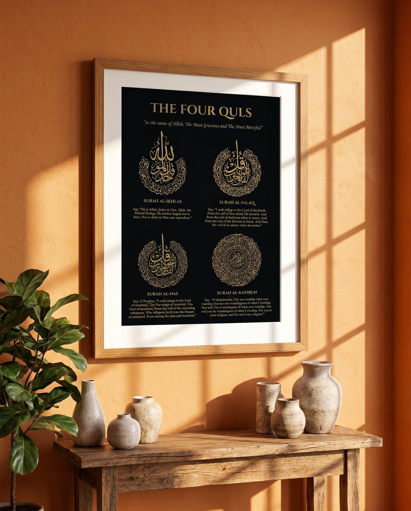 Four Quls Gold Foiled Wooden Frame